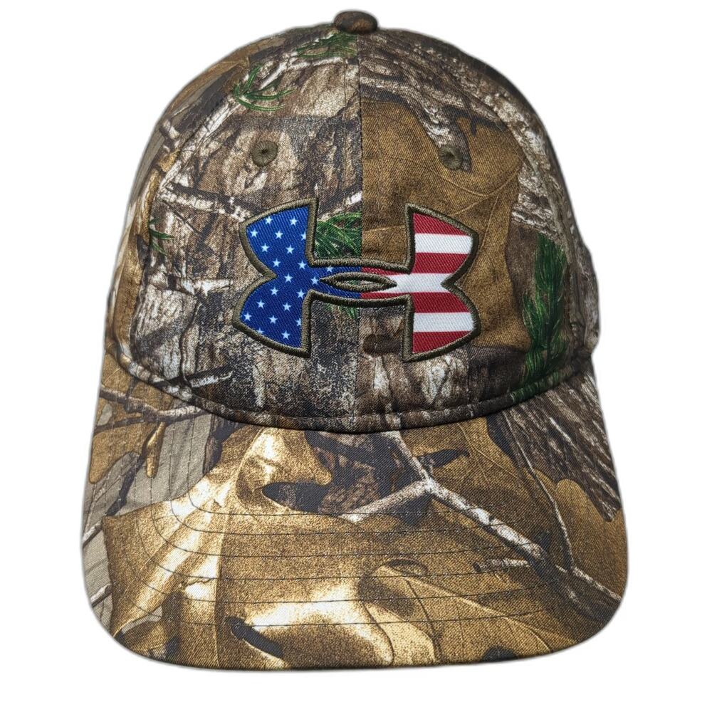 Under Armour Snapback Hat Brown One Size Camo American Flag UA Logo OSFA Cap